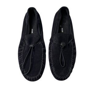 SAS Womens Black Suede Upper Running Late Moccasin Slip On Loafers Size 10N